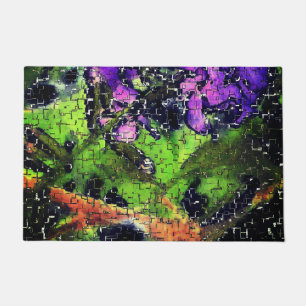 Lilac flower and leaves aged in carved mosaic doormat