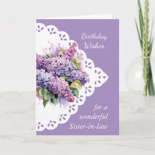 Lilac Flower Bouquet Sister-in-law  Birthday Card