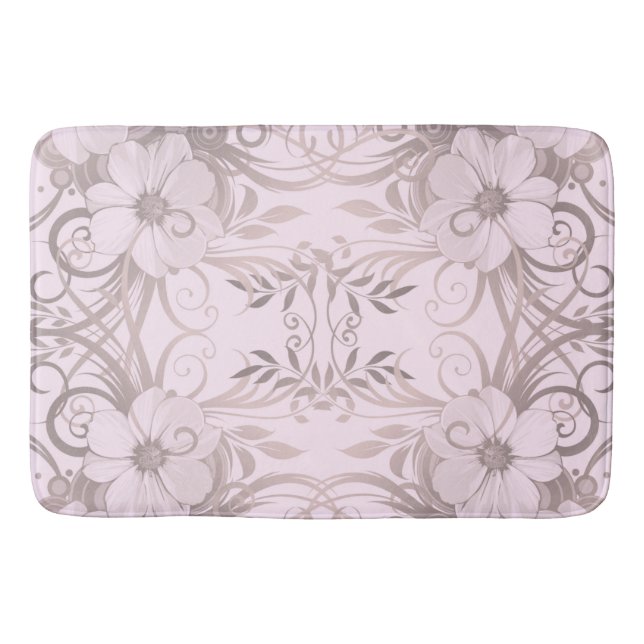 lilac, flower, fantasy, elegant, pattern, subtle, bath mat (Front)