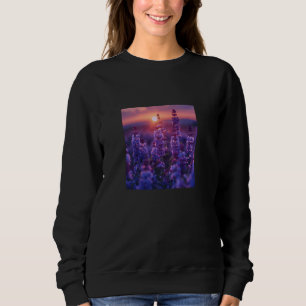 Lilac Flower Field Beautiful Sunset Graphic Sweatshirt