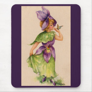 lilac flower girl mouse pad