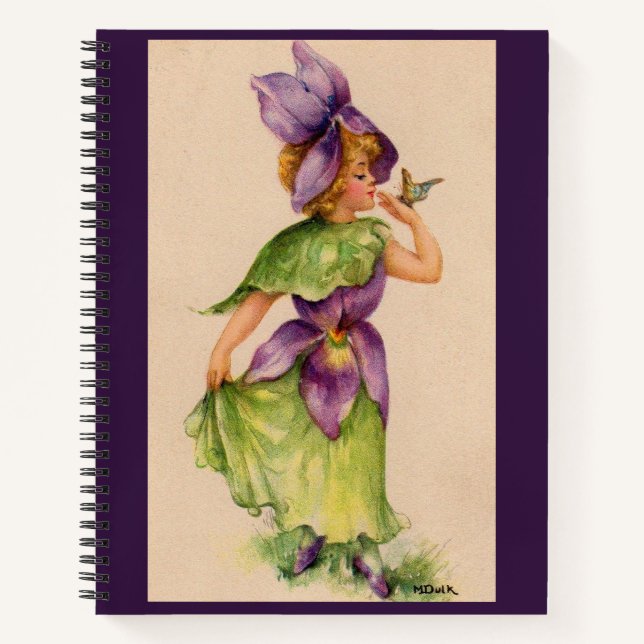 lilac flower girl notebook (Front)