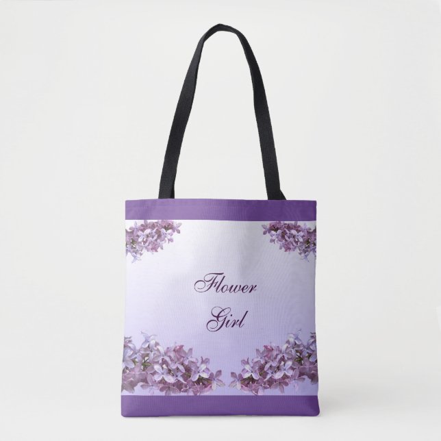 Lilac Flower Girl Wedding Tote Bag (Front)