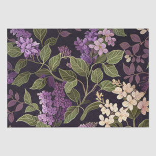 Lilac Flower Purple Black Floral Pattern Decoupage Tissue Paper