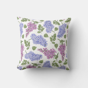 Lilac flowers and leaves pattern cushion