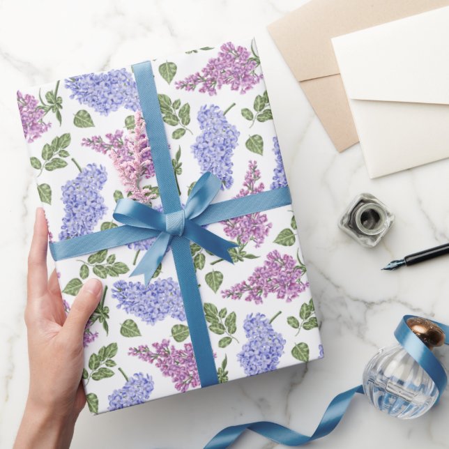 Lilac flowers and leaves pattern wrapping paper (Gifting)