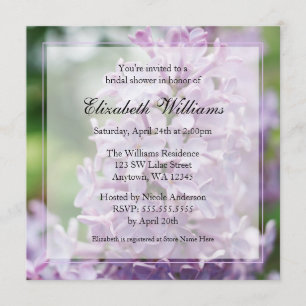 Lilac Flowers Bridal Shower Invitation