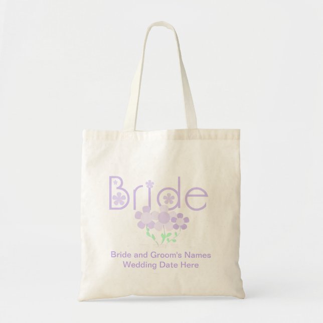 Lilac Flowers Bride Personalised Tote Bag (Front)