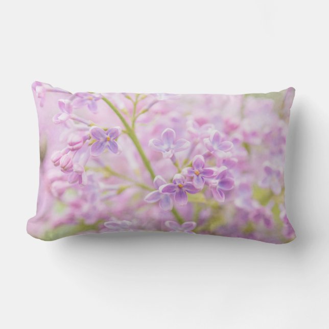 Lilac Flowers Mist Lumbar Cushion (Front)