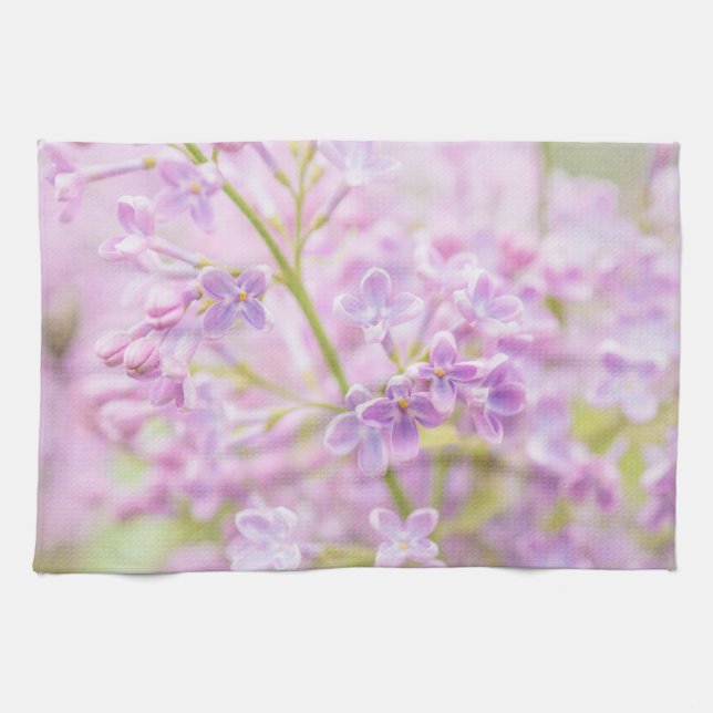 Lilac Flowers Mist Tea Towel (Horizontal)