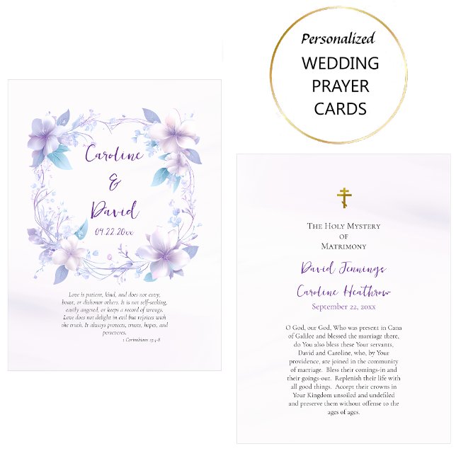 Lilac Flowers Orthodox Wedding Prayer Card      (Creator Uploaded)