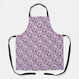 Lilac flowers pattern on tiger background apron
