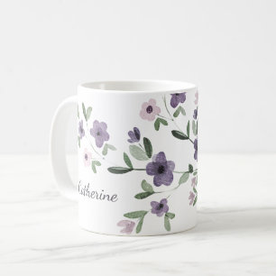 lilac flowers personalised name coffee mug