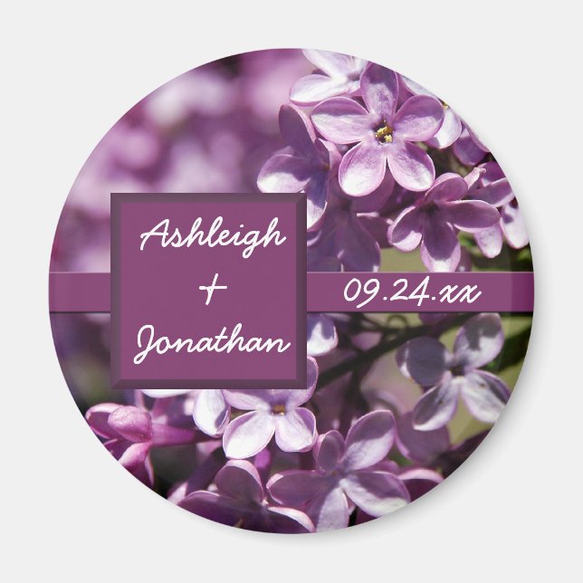 Lilac Flowers Save the Date Magnet (Front)