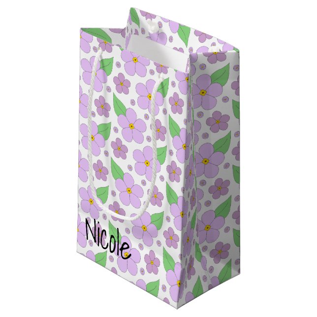 Lilac Flowers Small Gift Bag (Front Angled)