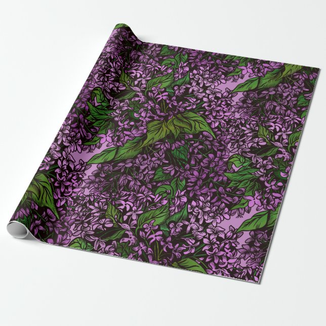 Lilac Flowers Wrapping Paper  (Unrolled)