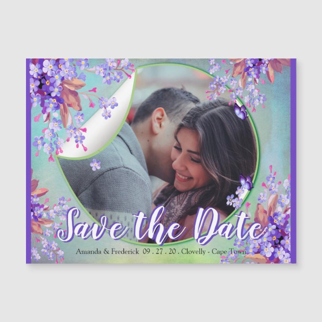 Lilac Forget-me-not Flower Save the dates (Front)