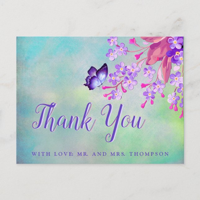Lilac Forget-me-not flowers Thank You Postcard (Front)