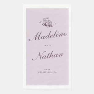 Lilac French Botanical Monogram Guest Towel Napkin