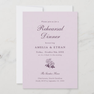 Lilac French Botanical Rehearsal Dinner Invitation