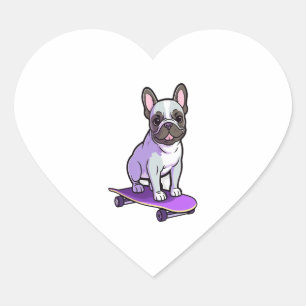 Lilac French Bulldog 3 Heart Sticker