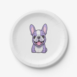 Lilac French Bulldog 8 Paper Plate