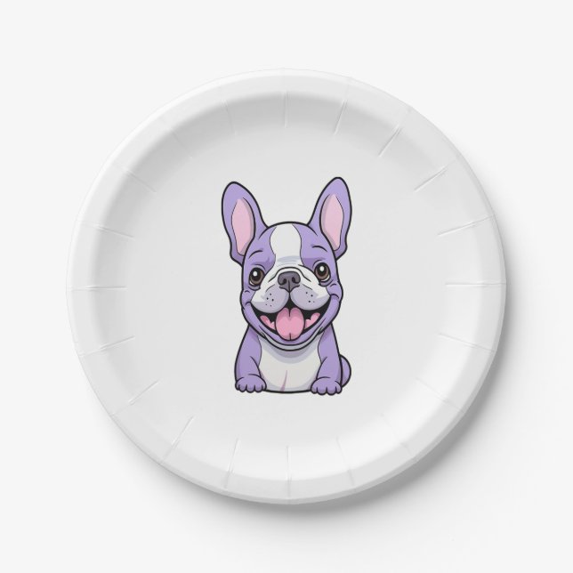 Lilac French Bulldog 8 Paper Plate (Front)