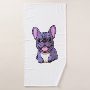 Lilac French Bulldog Bath Towel