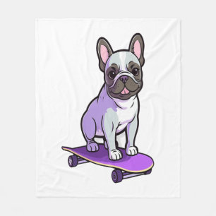 Lilac French Bulldog  Fleece Blanket