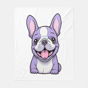 Lilac French Bulldog  Fleece Blanket