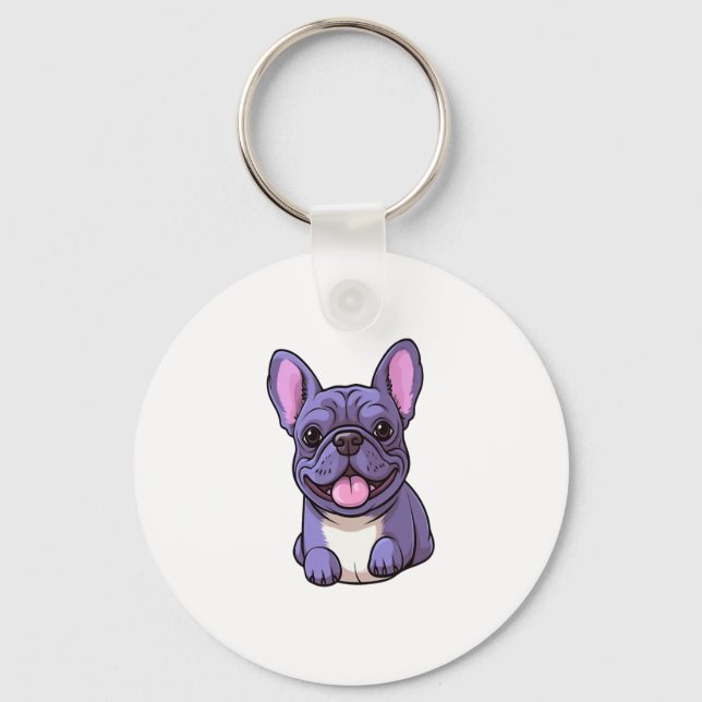 Lilac French Bulldog  Key Ring (Front)