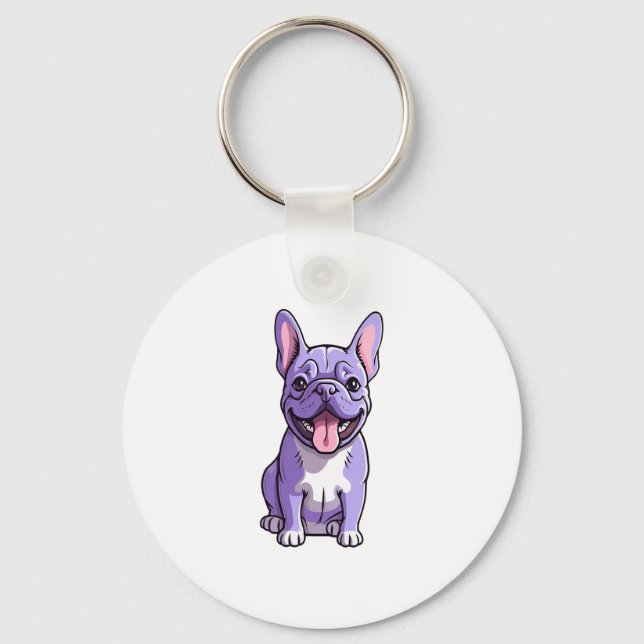 Lilac French Bulldog  Key Ring (Front)