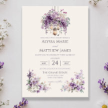 Lilac Garden Lantern Romance Wedding Invitation