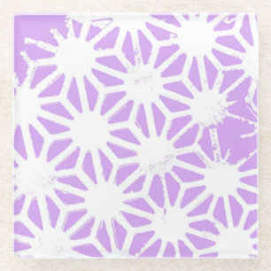 Lilac geometric pattern glass coaster
