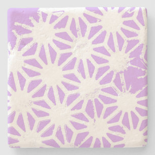 Lilac geometric pattern stone coaster