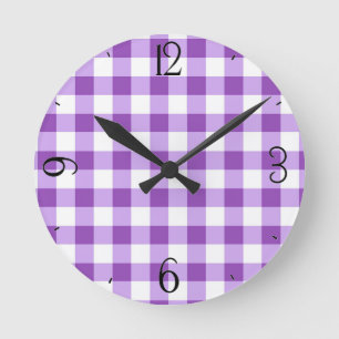 Lilac Gingham Clock