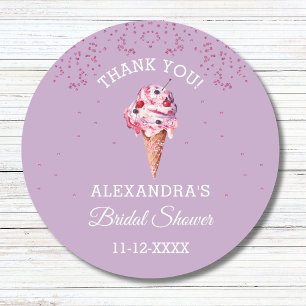 Lilac Glitter Ice Cream Bridal Shower Thank You Classic Round Sticker