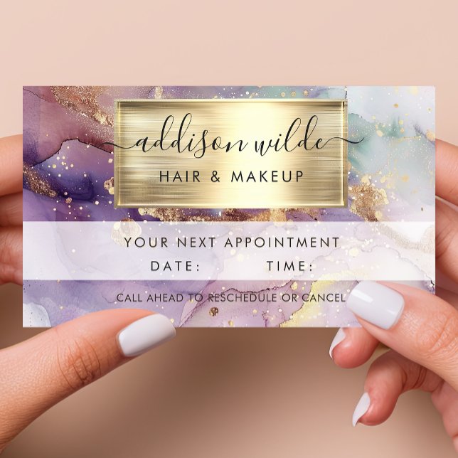 Lilac Glitter Watercolor Faux Gold Foil Appointment Card (Creator Uploaded)