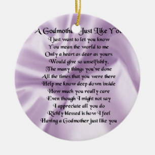 Lilac   Godmother Poem Ceramic Tree Decoration