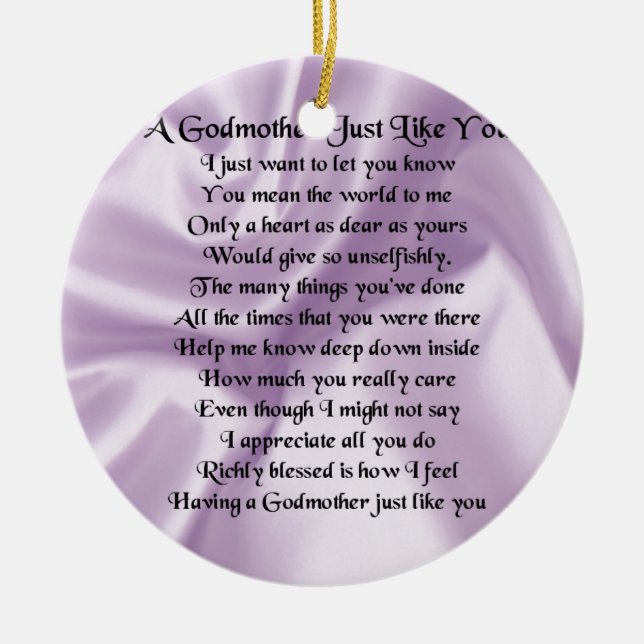 Lilac   Godmother Poem Ceramic Tree Decoration (Front)