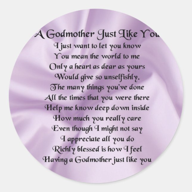 Lilac   Godmother Poem Classic Round Sticker (Front)