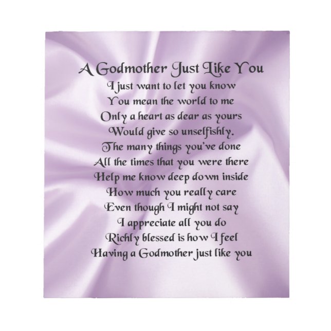 Lilac   Godmother Poem Notepad (Front)