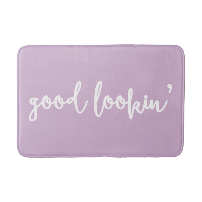 Lilac Good Lookin' Calligraphy Script Bath Mat (Front)