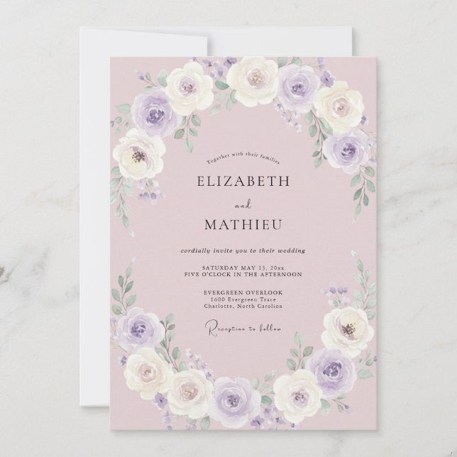 Lilac Graceful Botanical Wedding Invitation (Front)