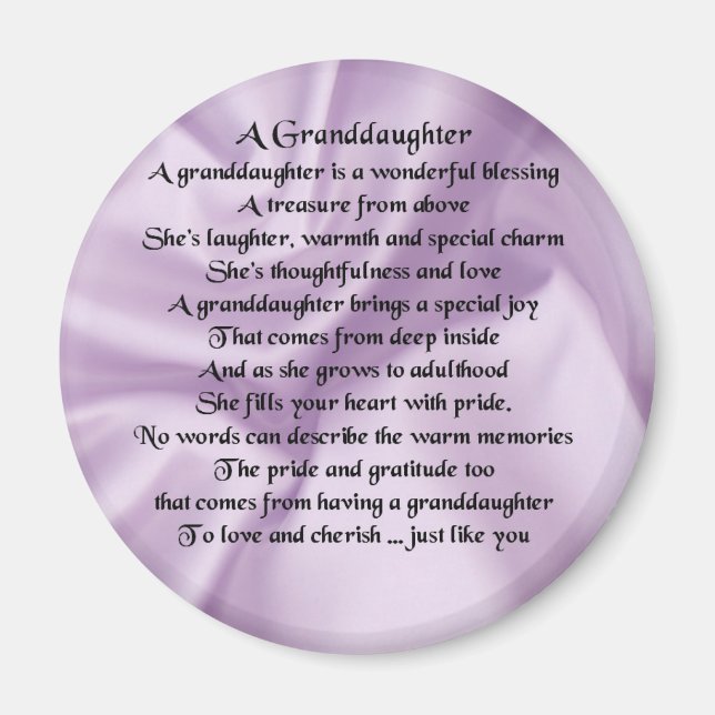lilac   Granddaughter Poem Magnet (Front)