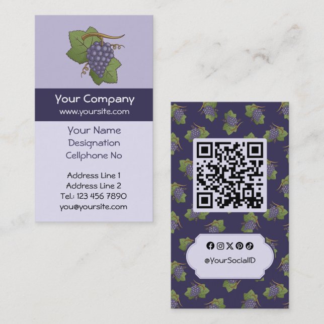 Lilac Grapes Vertical Business Card (Front/Back)