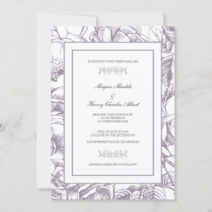 Lilac & Gray Botanical Floral Wedding Invitation