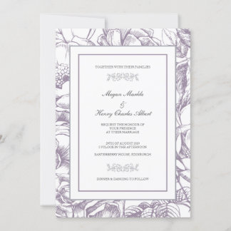 Lilac & Gray Botanical Floral Wedding Invitation