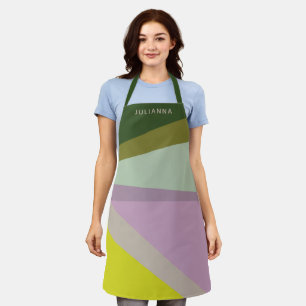 Lilac Green Geometric Colour Block Personalised Apron