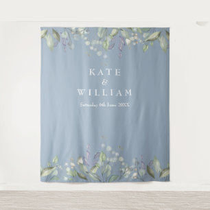 Lilac Greenery Dusty Blue Wedding Photo Backdrop Tapestry